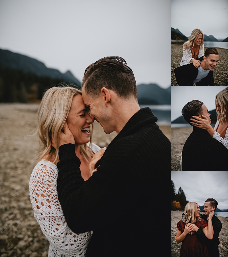 Alouette lake beach engagement session with newly engaged Miranda and Logan