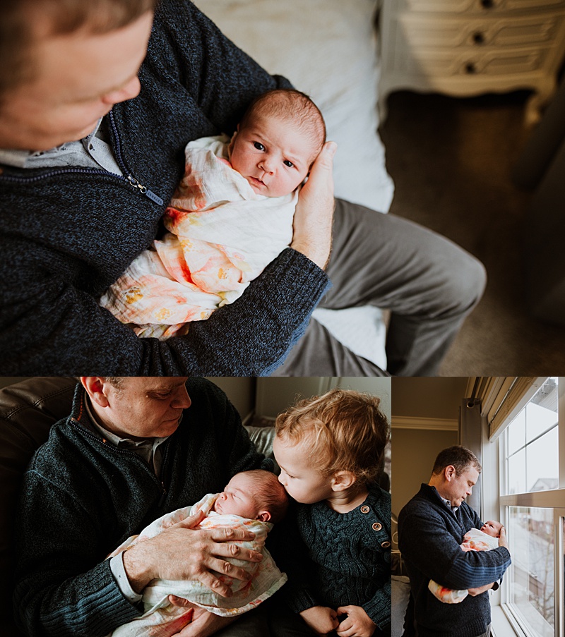 Daddy and baby girl photos during newborn session in Abbotsford, BC