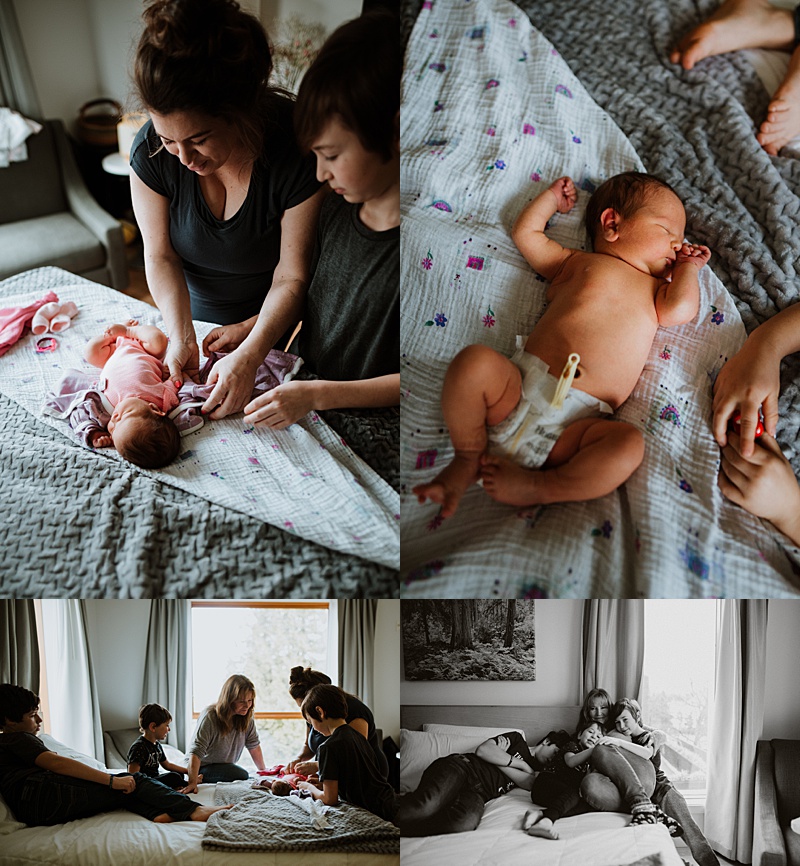 Baby Ella's family welcoming her to the world with a newborn photography session