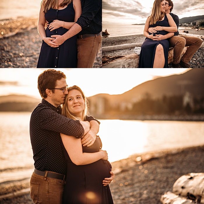 Maternity session for first time parents at Ambleside Park in West Vancouver