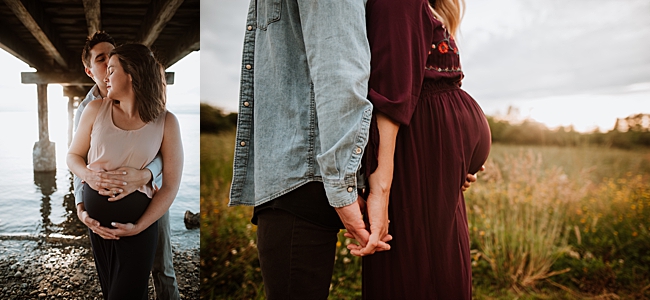 Expectant parents styled in my new clients closet during their maternity sessions.