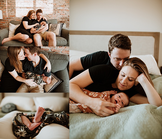 Itty Bitty Baby girl being snuggled by her parents - Newborn Photography in New Westminster.