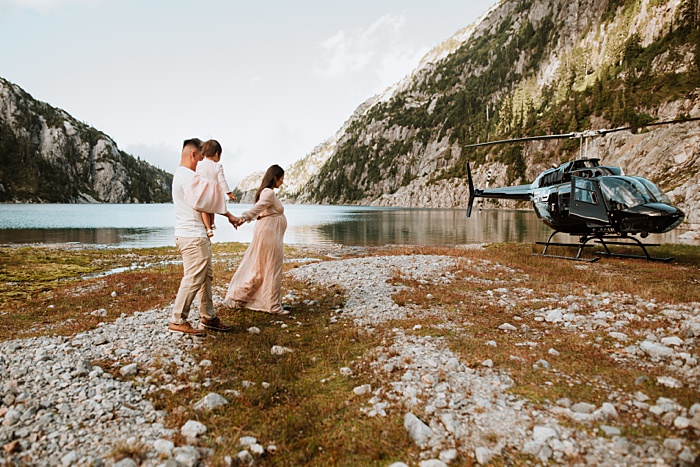 Family maternity session at Consolation Lake with SKY Helicopters.