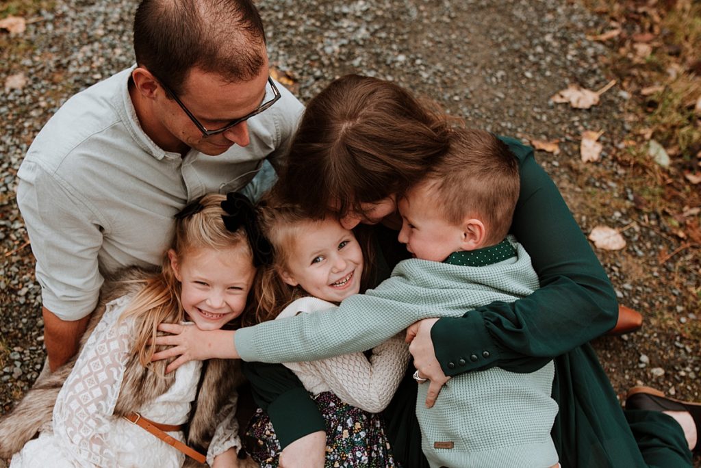 Family cuddling up during an Abbotsford family session