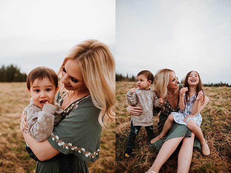 Natural family photography of a mama and her two kids