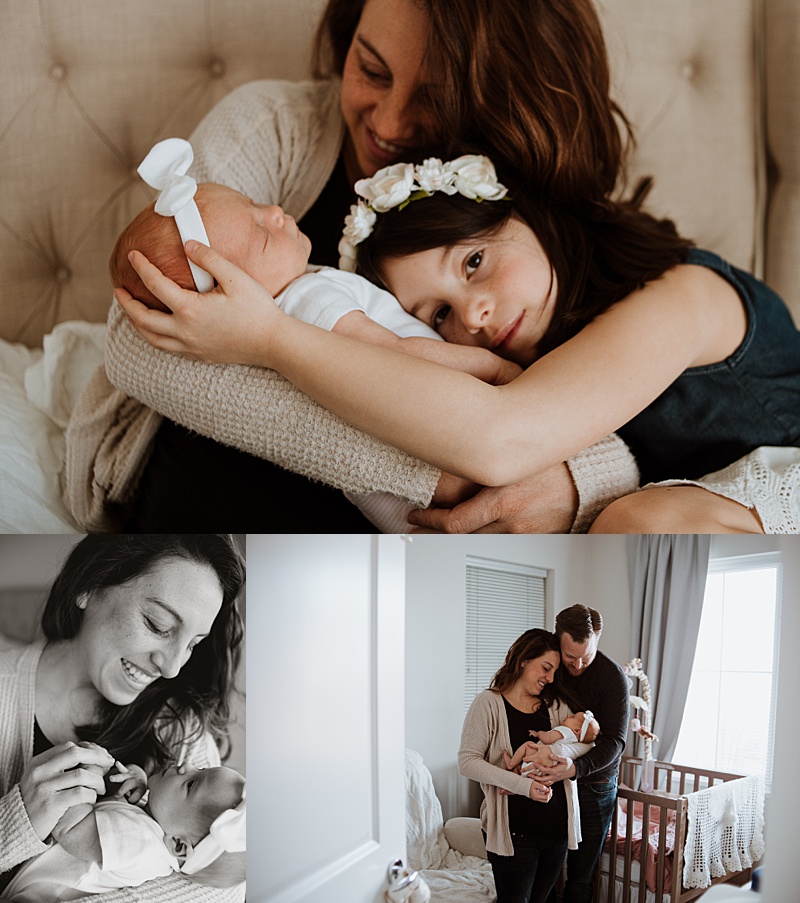 Photos of a family cuddling with their baby - Langley Newborn Photographer