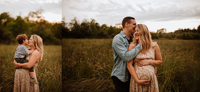 Spring family maternity session for a family of three.