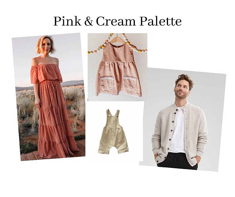 Pink and cream colour palette family photo outfits