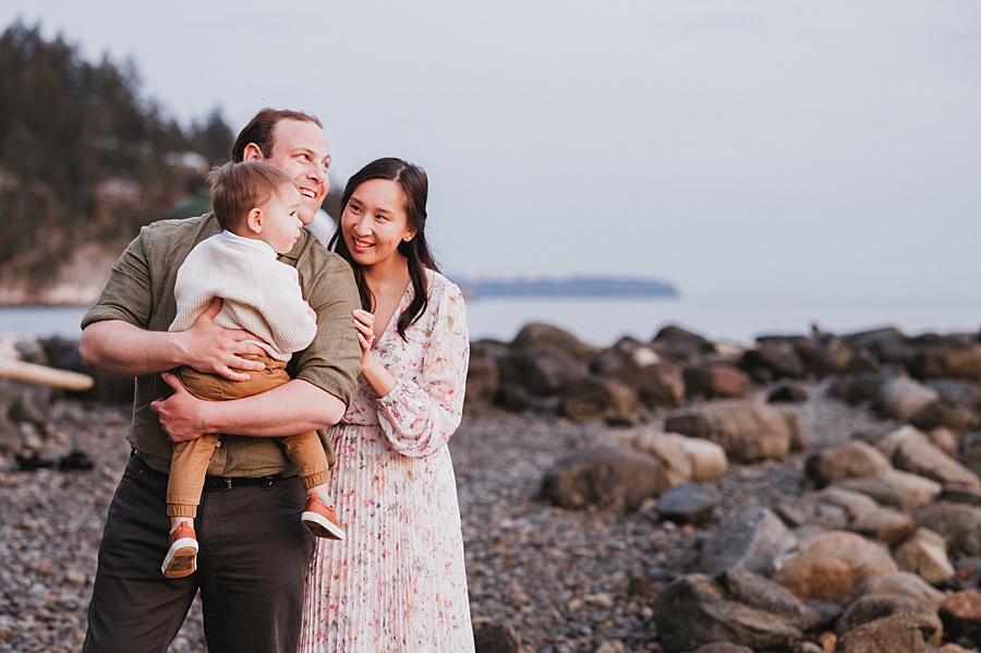 West Vancouver Family photography session with family of three at Whytecliff Park