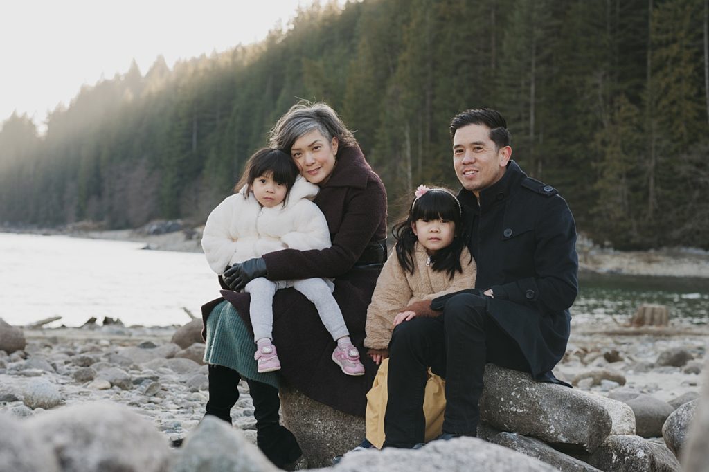 family in winter jackets. Winter activities in Vancouver.
