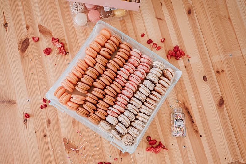 A case of delicious macarons ready to sell
