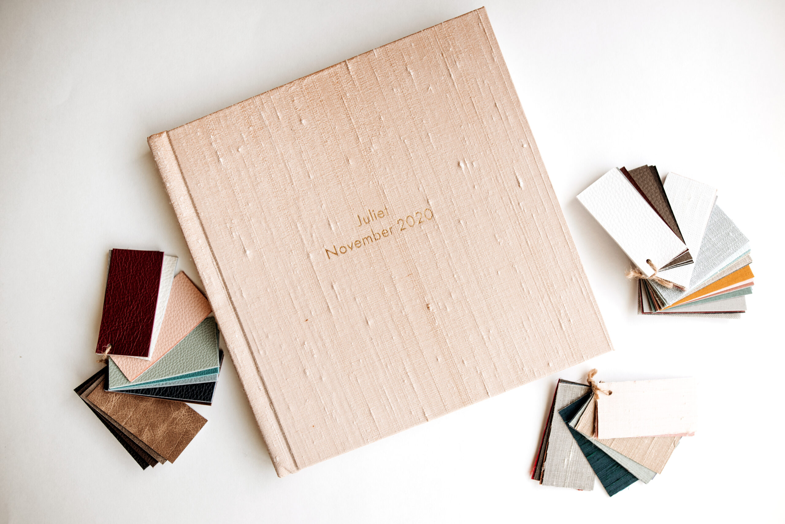 A gorgeous custom heirloom album of a newborn session 