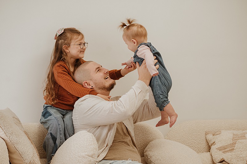 Lifestyle indoor family photography in Vancouver photo studio
